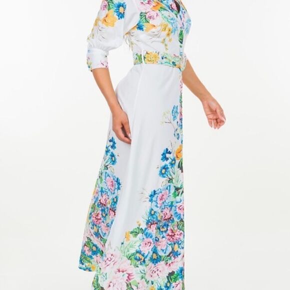 White Floral Maxi Dress - Picture 6 of 16